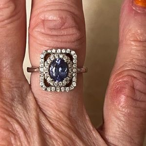 Beautiful Geniune Tanzanite and White Sapphire set in Sterling silver